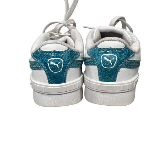 Puma Kids White Sneakers With Teal Glitter Puma Logo Design Size 11C - Picture 3 of 7